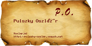 Pulszky Oszlár névjegykártya
